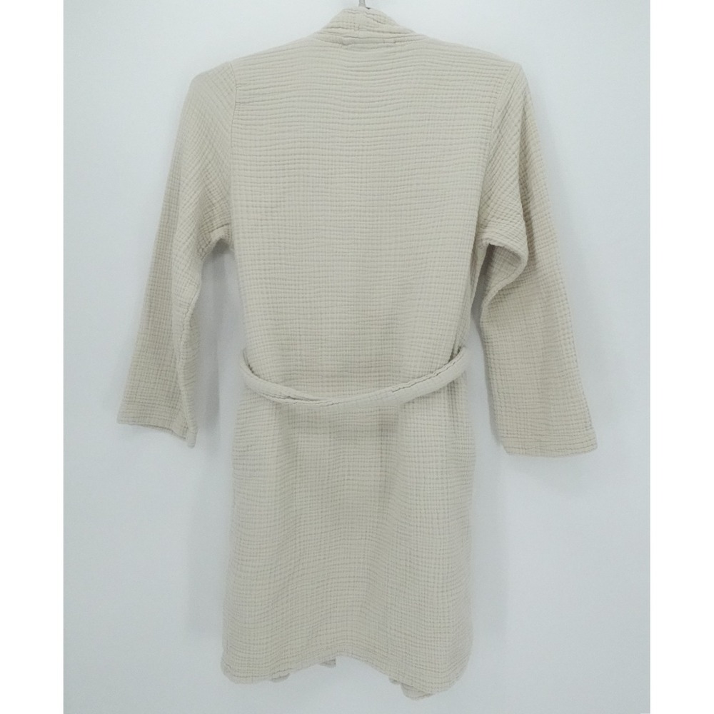 Parachute Robe Womens Large Beige Waffle Weave Tie Waist Lounge Comfort - Picture 2 of 9